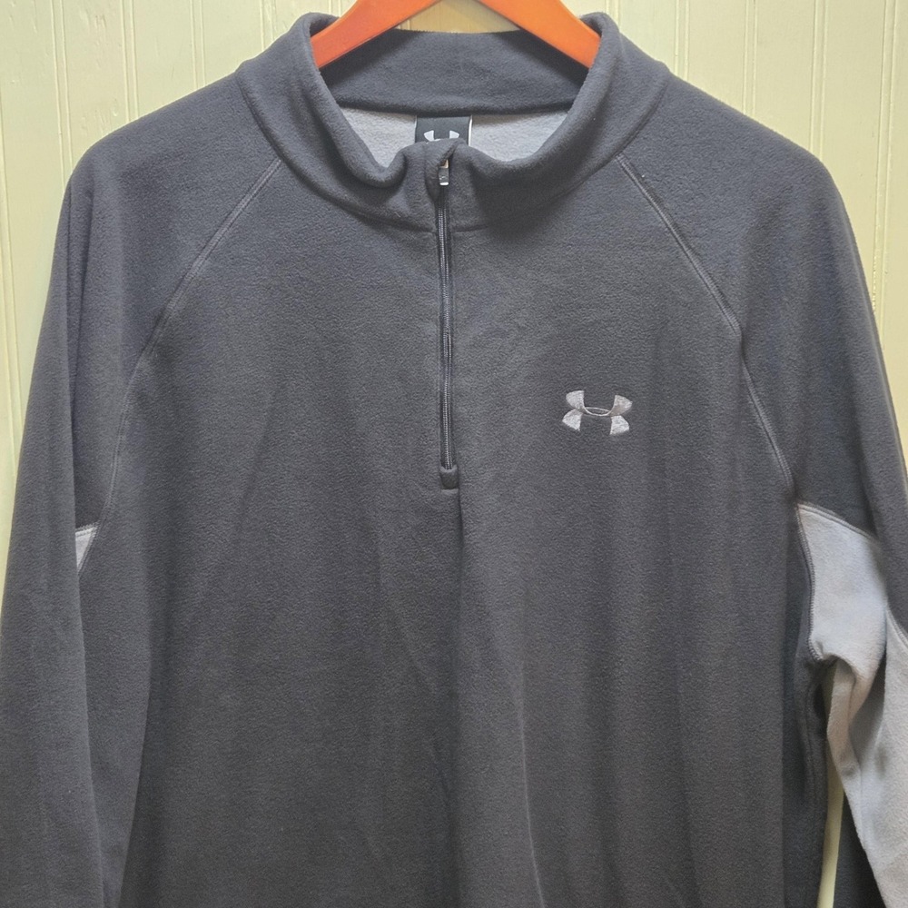 Under Armour Pullover Mens XL Gray Fleece 1/4 Zip Colorblock Athletic Pockets
